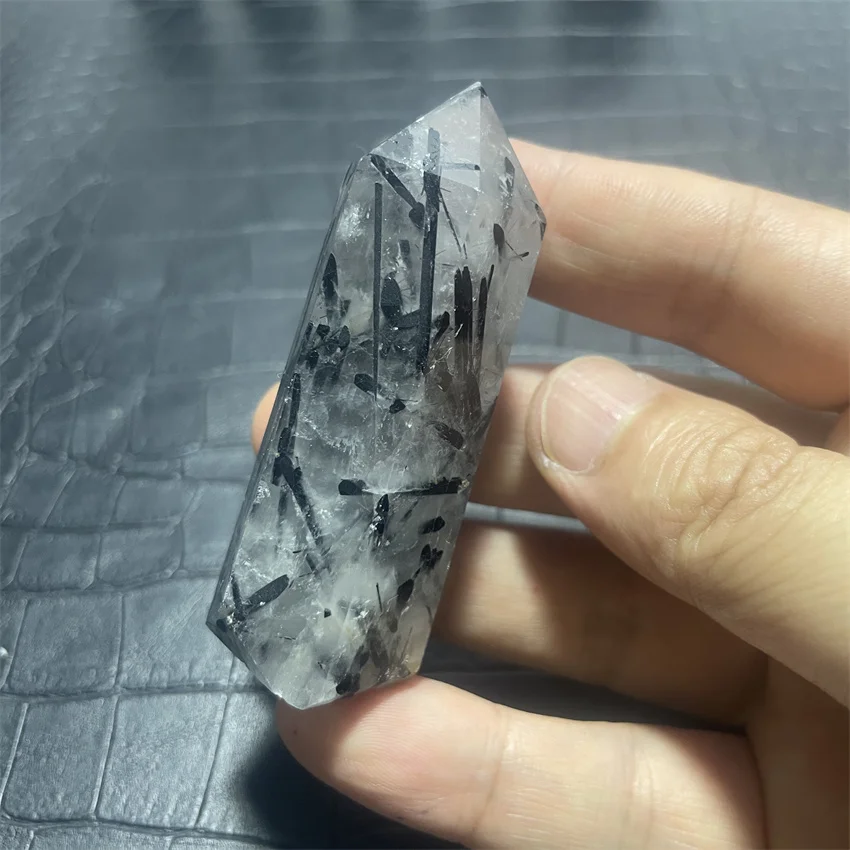 Crystal Natural Black Tourmaline Tower Point Wand Black Hair Quartz Reiki Geode Home Decoration Stone Quartz Energy Healing