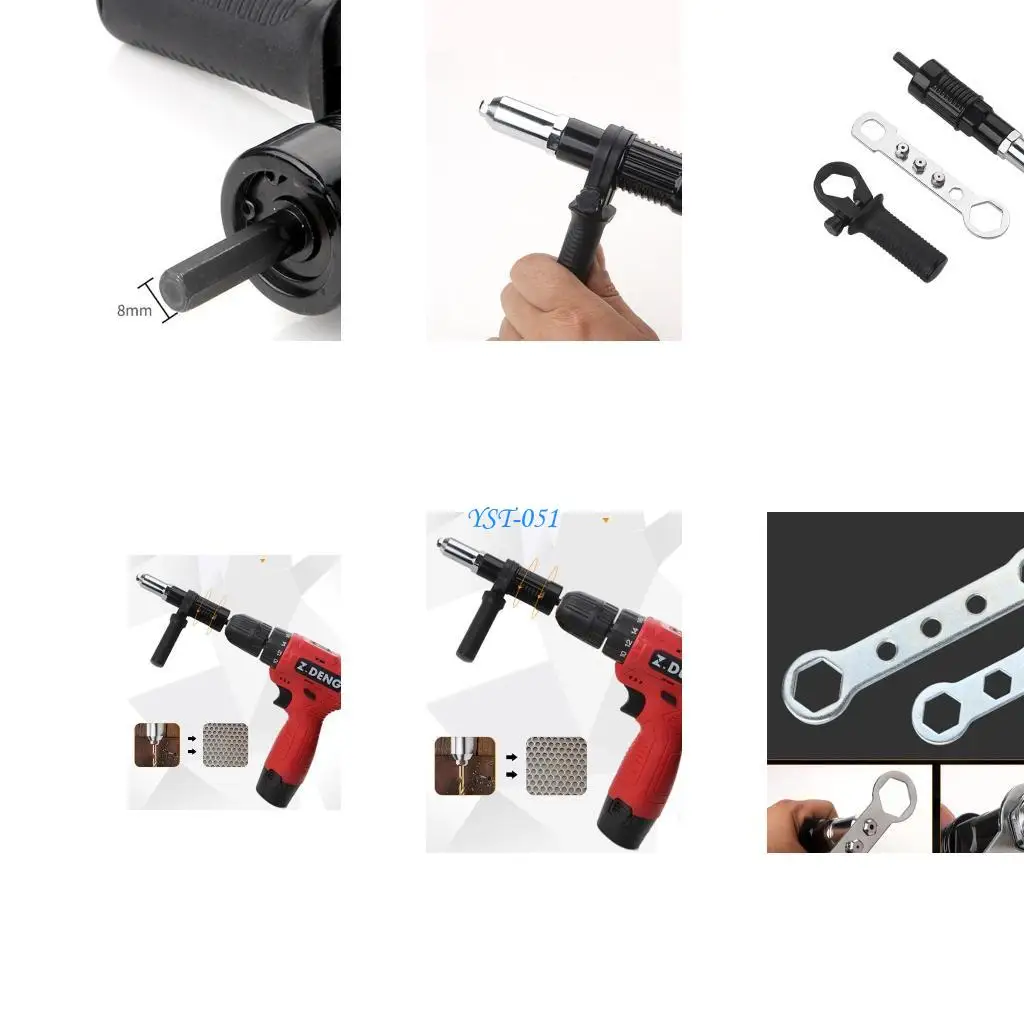 

E15A Электрические заклепки адаптер адаптер заклепки гайки бухгалкие сосовые сопла беспроводной заклепки