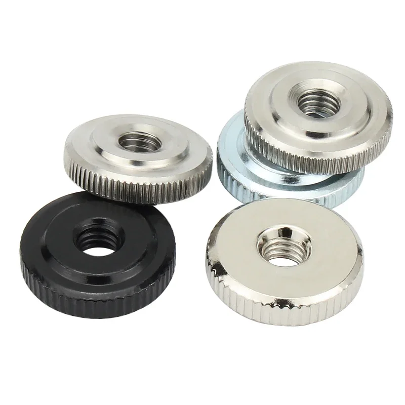 GB807 304 Stianless Steel Carbon Steel Small Step Hand Tighten Nut M3 M4 M5 M6 M8 M10 M12 Knurled Thumb Nuts