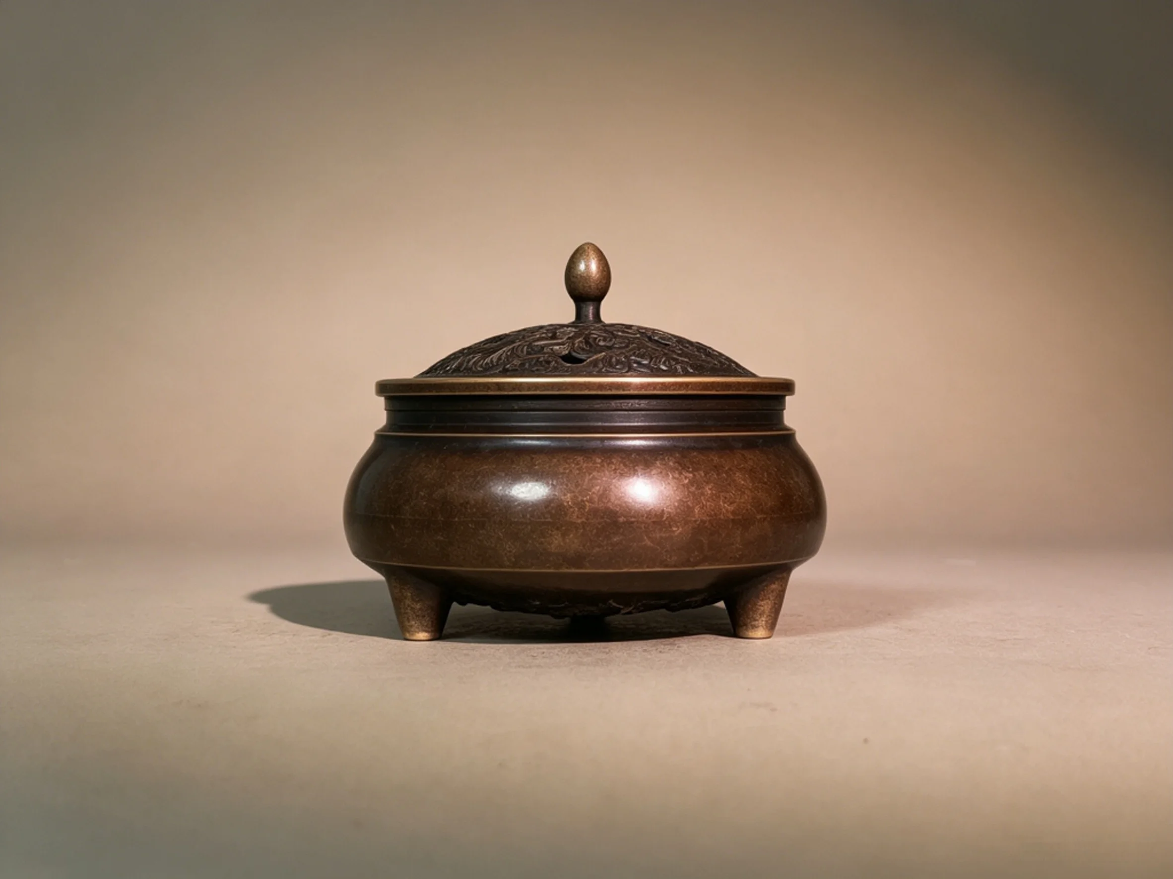Exquisite Pure Copper Plain Dragon Base Incense Burner, Zen-style Desktop Ornament & Craftwork for Study, Tea Room, Tea Table an