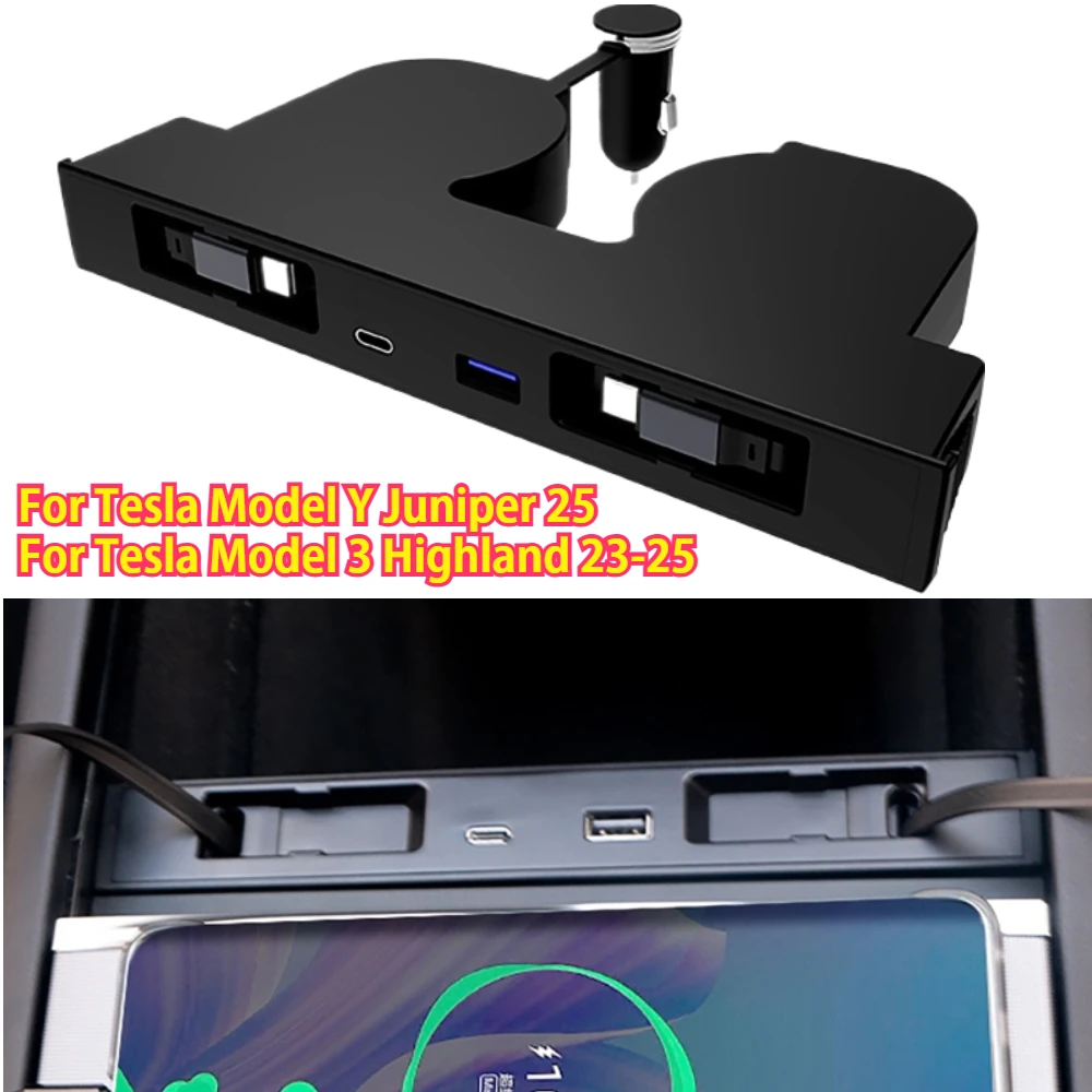 

Быстрое зарядное устройство с центральным управлением, USB-шунтирующий концентратор, интеллектуальная док-станция для Tesla Model Y Juniper 2025 Model 3 Highland 23-25