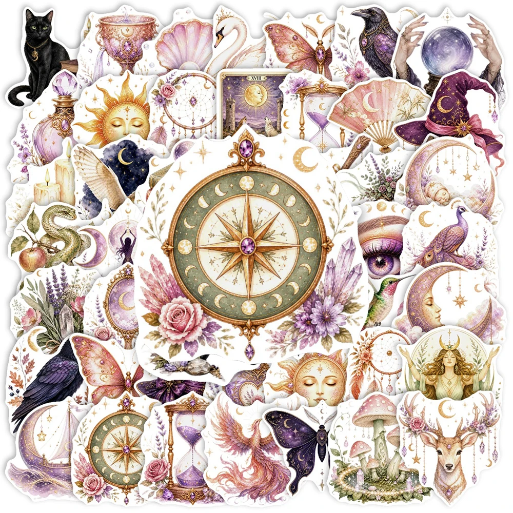 

10/30/50pcs Cartoon Retro Magic Witch Stickers Aesthetic Graffiti Luggage Laptop Stationery Suitcase Cool Waterproof Sticker Toy