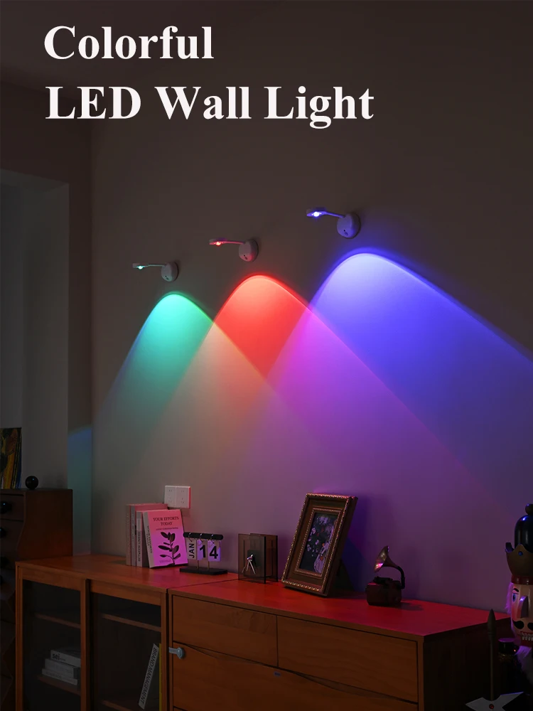 GGbingo Wiederaufladbare LED-Wandleuchte mit Fernbedienung, 2000 mAh, RGB-Farbwechsel, Timerfunktion, dimmbar, kabelloser Strahler für Schlafzimmer, Wohnzimmer, Heimdekoration, Stimmungslicht