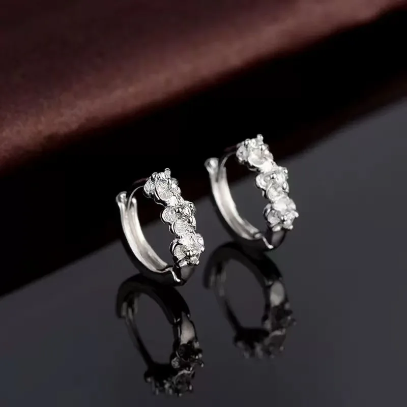 Earrings with Three Flowers and Three Mountain Camellia Earrings, Korean Plated Earrings, and Simple Diamond studded Earrings