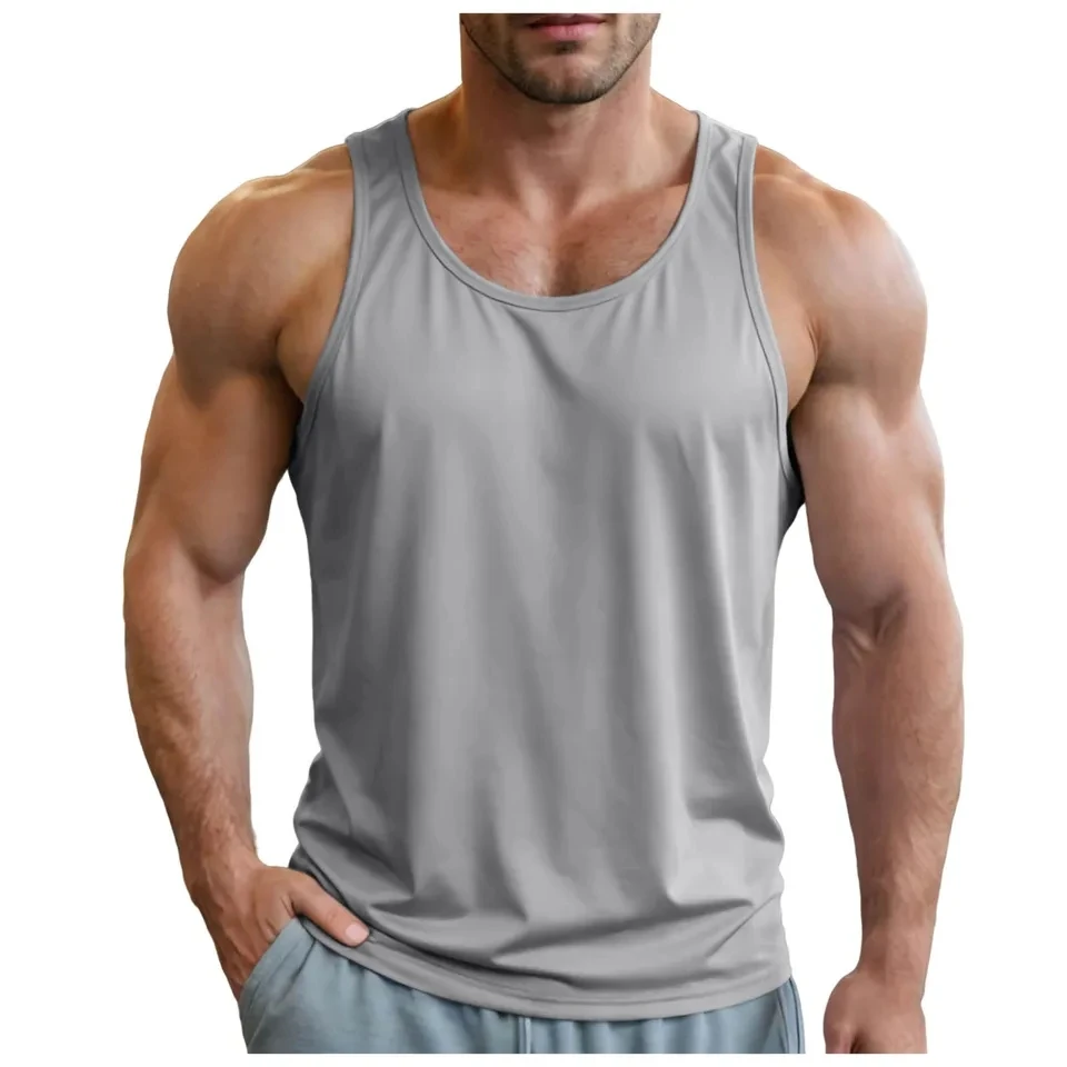 

Summer Sleeveless T-Shirt Men Tank Top Muscle Bodybuilding Vest Gym Clothes Fitness Workout Sport Tops Singlet Mens Clothing