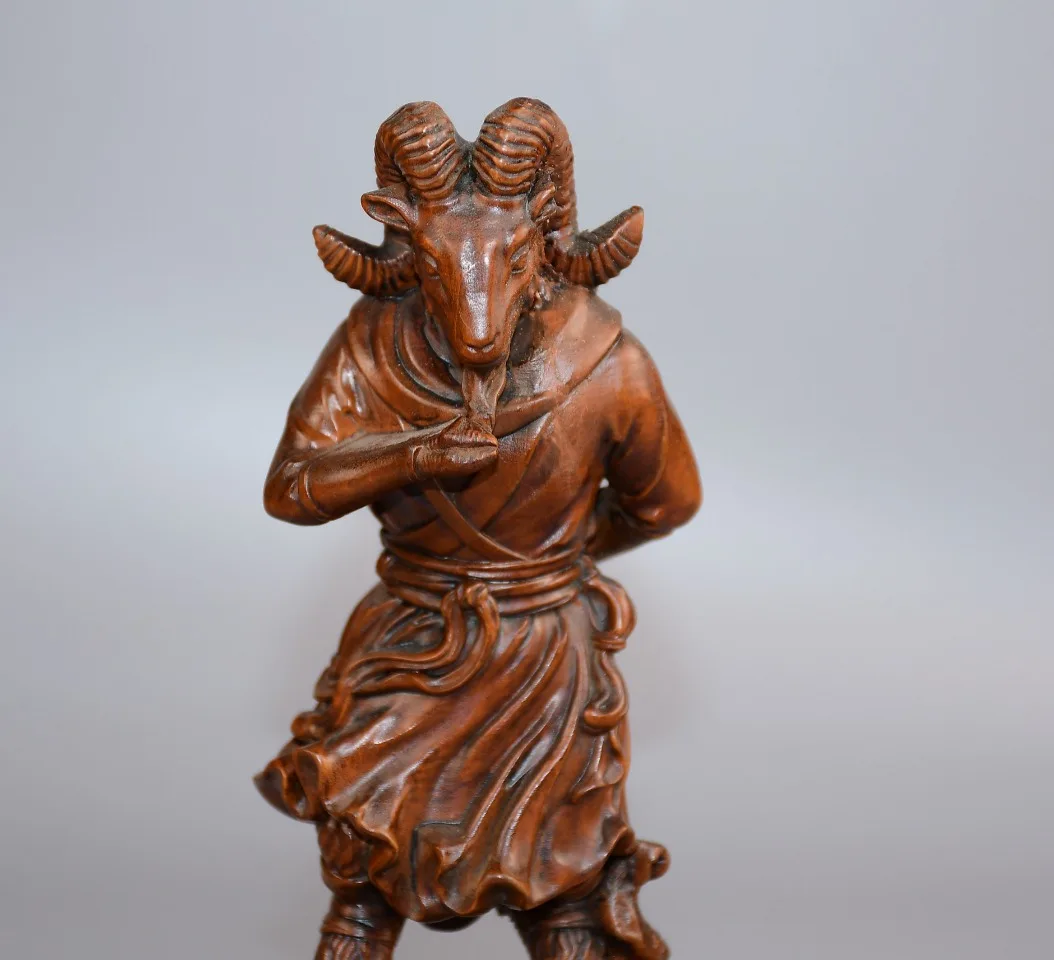 Exquisite China Boxwood Ware ox head  Hand Carved Cattle Statue