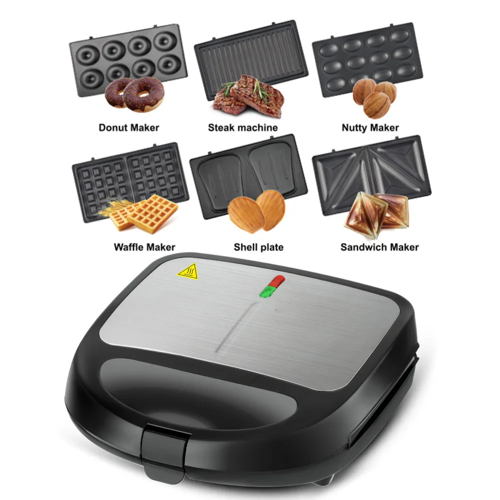 3 in 1 Sandwich Maker Breakfast Maker Double Sided Heating Multifunctional Toast Waffle Maker 6 in 1