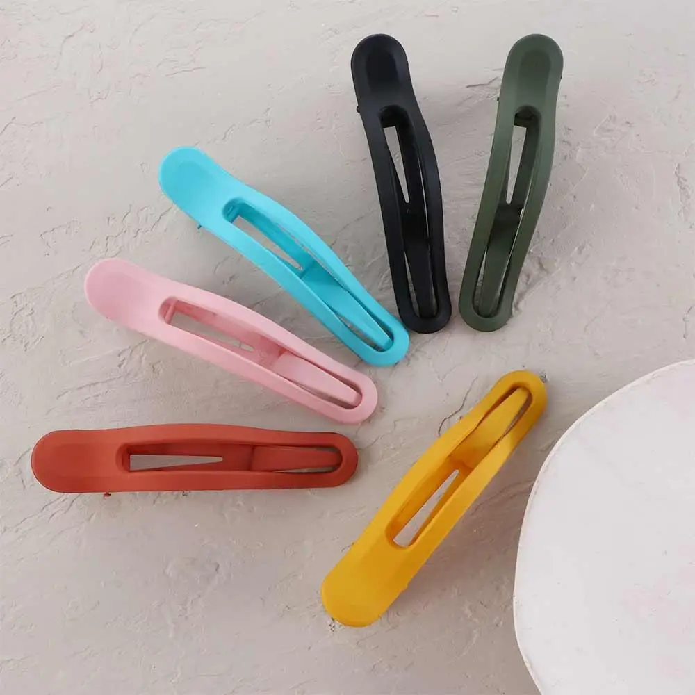 Simple Large Girls Matte Candy Color Seamless Duckbill Clip Plastic Face Wash Hairpin Hair Claw