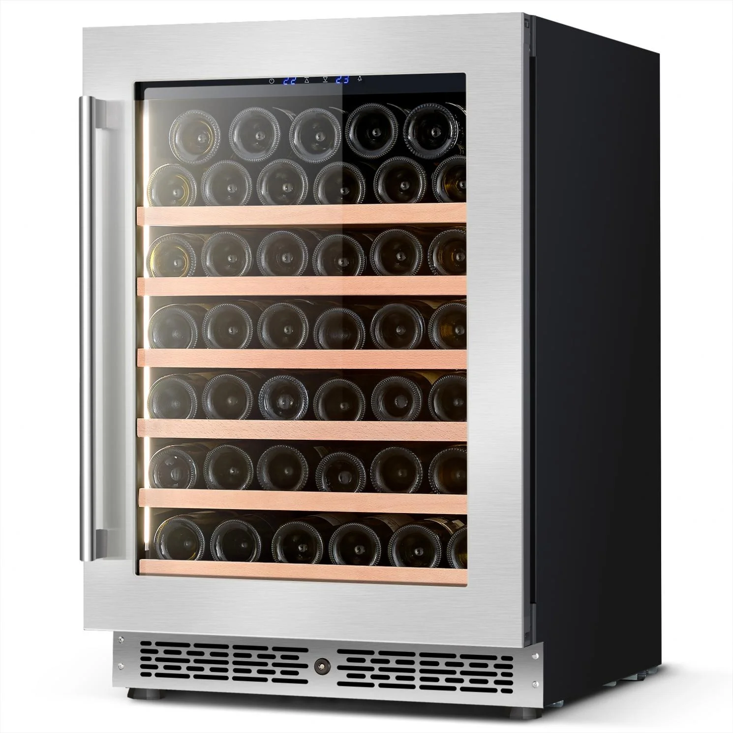 140L Outdoor Kitchen Stainless Steel Wine Cooler Air-Cooled 53 Bottle Capacity For Hotels Cars Household Use Constant