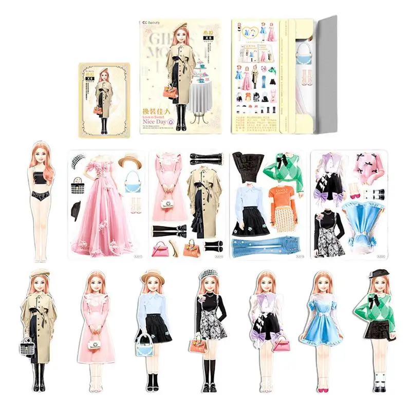 Magnetic Dress Up Set Magnet Dress Up Paper Dolls puzzle bambino finta gioca giocattoli puzzle gioco per ragazze bambini ragazzi bambini