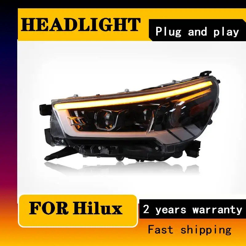 Car Styling For Toyota Hilux Headlights 2021 2022 HILUX VIGO Hilux Revo Head Lamp LED Bi-Lens Dynamic Turn Signal Accessories