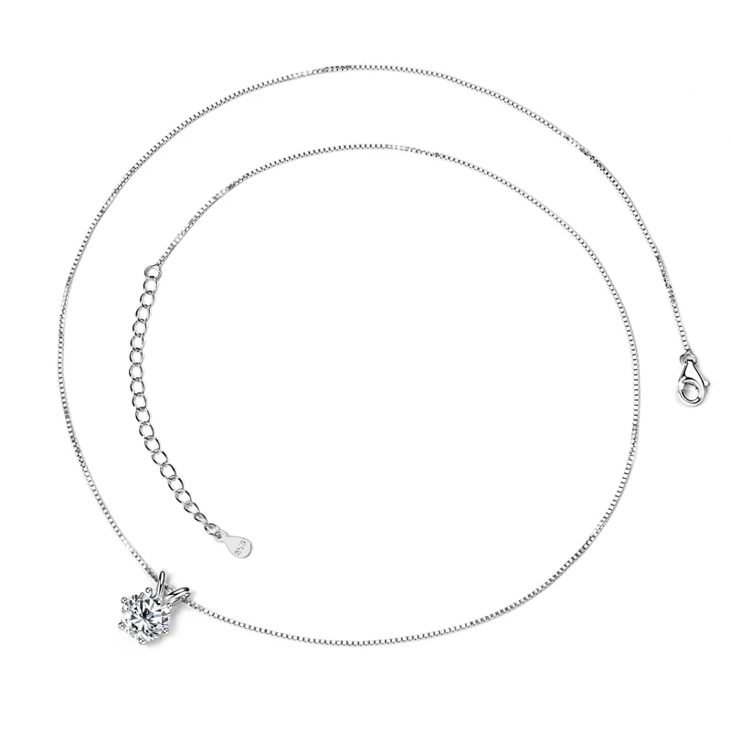 Klassische 0,5 CT-5 CT D Moissanit-Anhänger-Halskette, verstellbare Kette aus 925er Silber für Frauen mit Zertifikat, 2 CT, 3 CT, 4 CT Labordiamant – Detail 6
