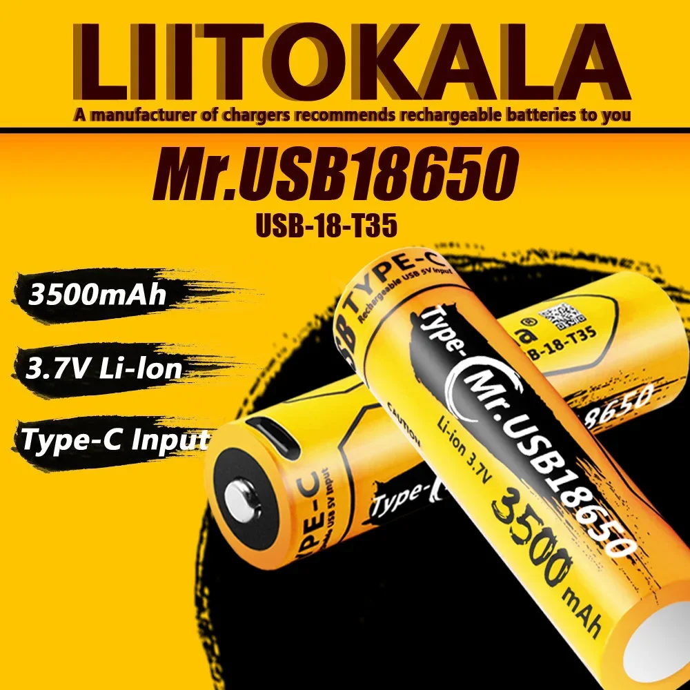 1-24 قطعة LiitoKala USB-18-T35 Type-C شحن 3600 مللي أمبير 18650 3.6 فولت بطارية ليثيوم أيون قابلة للشحن لمصباح يدوي