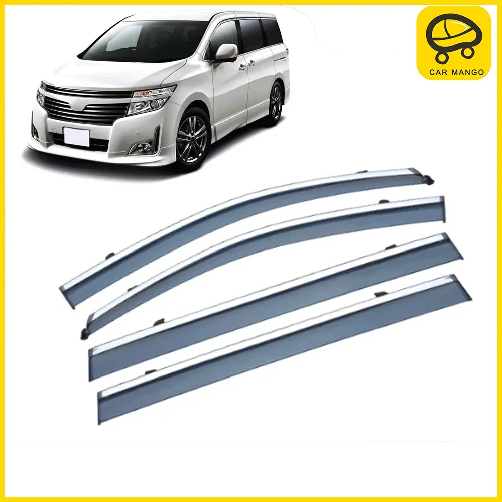 

Chrome Strips Rain Guards for Nissan ELGRAND MK3 E52 2010-2023 Window Visor Wind Deflectors Door Visor Vent Shades Ventvisor