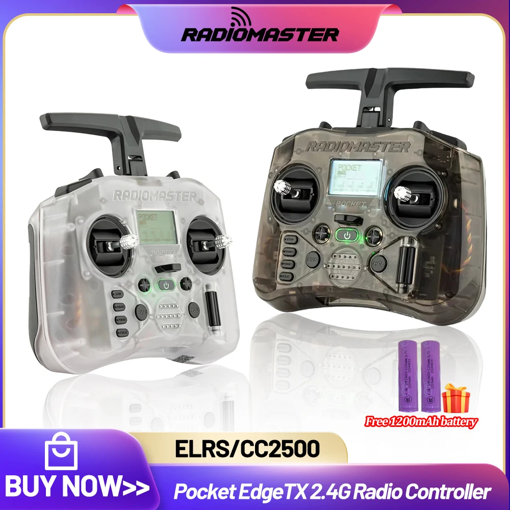 

Radiomaster Pocket Hall ELRS/CC2500 Transmitter Remote FPV Model Remote Control Portable Collapsible Antenna M2 with battery
