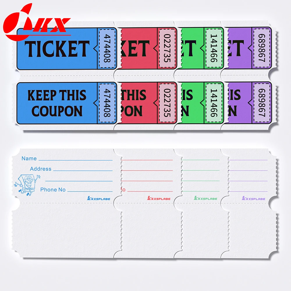 Imagem -02 - Lkx 2000 Peças Bilhetes de Rifa para Sala de Aula Rolo de Etiquetas de Papel Único Bebidas Eventos Carnaval Sala de Aula Papel Loteria em Massa