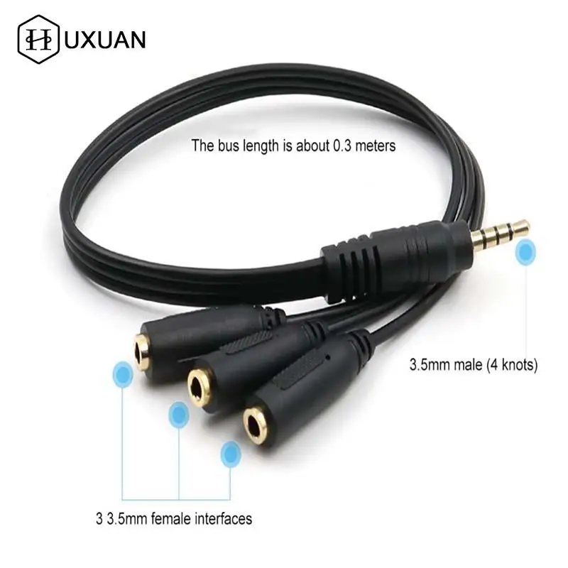 3.5mm 3 sposób Port Aux wielu słuchawki słuchawki Adapter ze splitterem Audio Jack 3.5mm piasty Splitter przedłużacz do przewodów 1 męski na 3 żeński