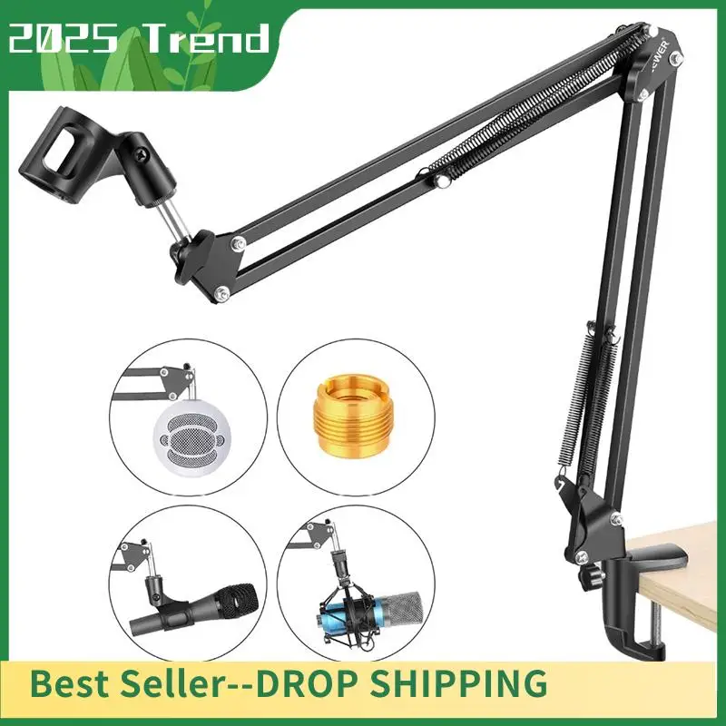 최고 거래 확장 가능한 녹음 마이크 홀더 서스펜션 붐 가위 암 스탠드 홀더 (마이크 클립 포함) 테이블 장착 클램프