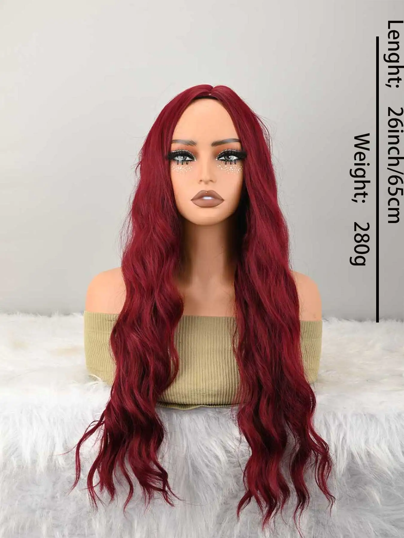Burgundy Wig With Bangs For Women Long Burgundy Wavy Wigs Dark Red Wigs Natural Looking Heat Resistant Synthetic Wig For Daily Party Use image 7