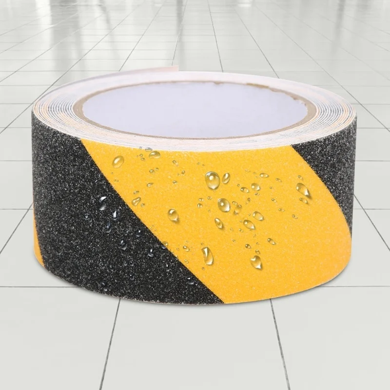 PVC Black Yellow Non Slip Tape Frosted Waterproof Floor Warning Adhesive Tapes 50mm X 5m