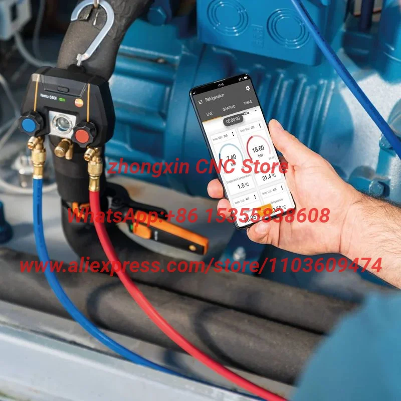 Manómetro Digital Testo 550i Controlado por Aplicación con Bluetooth y Bloque de Válvulas de 2 Vías Testo550i 0564 2550