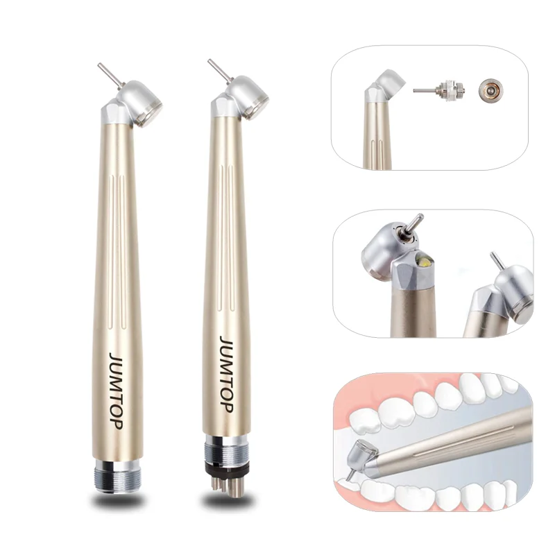 

Dental LED High Speed Handpiece 45 Degree Single Way Spray E-generator Air Turbine 2/4Hole Push Button Surgical Handpiece