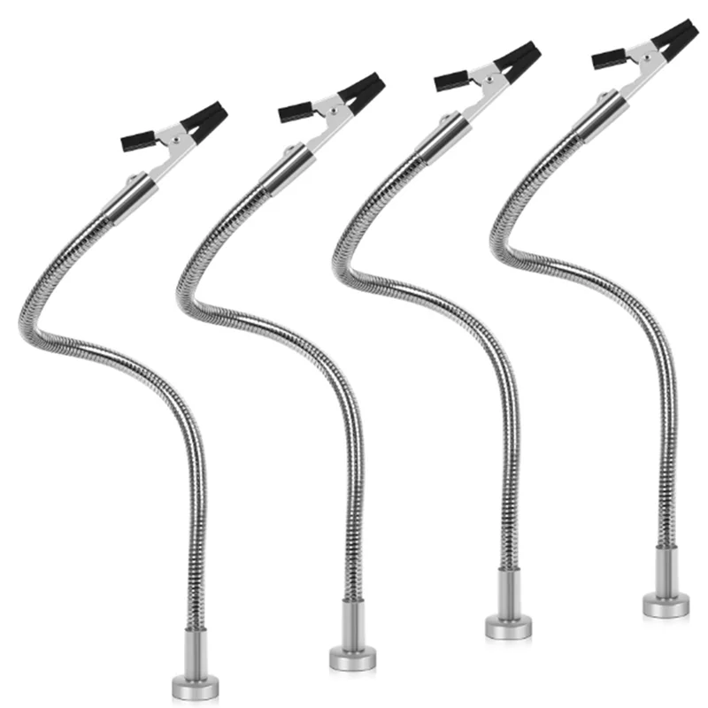 THIVN-4Pcs Magnetic Helping Hands Soldering Third Hand Tools Metal Flexible Gooseneck With Alligator Clips Welding Tool