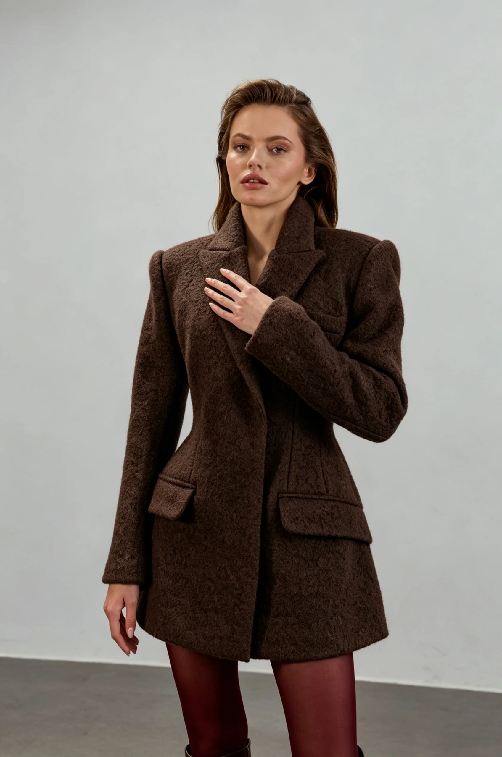 Wool Blend Coat - Women Boucle Wool Blend Short Coat,