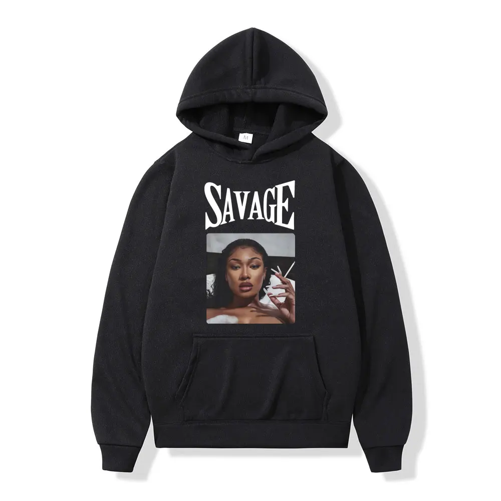 

Rapper Megan Thee Stallion Savage Graphic Hoodie Hip Hop Vintage Hooded Sweatshirts High Street Fashion Trend Pullovers Unisex