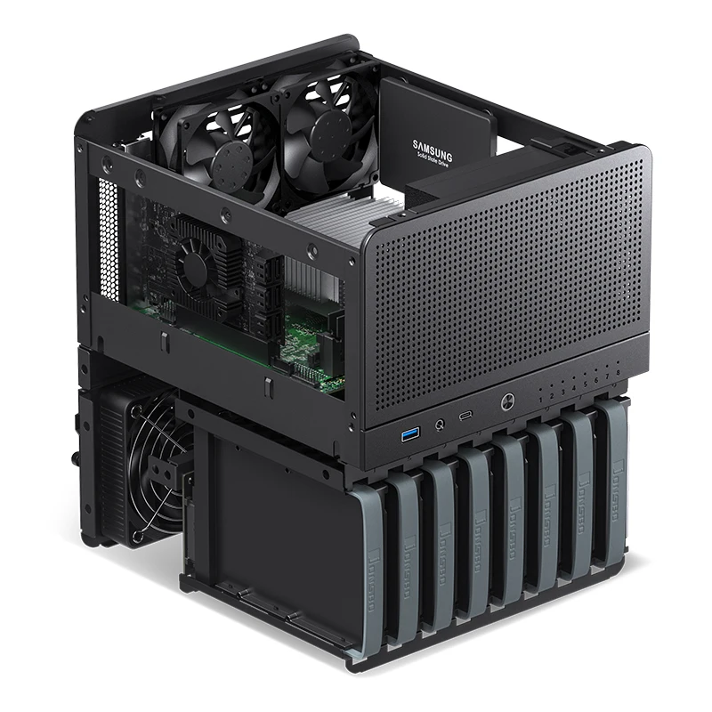 Imagem -06 - Nas Itx Mini Case All-in-one Alumínio Office Desktop Chassis Disco Rígido Localização Suporte 250 Milímetros Placa Gráfica pc Case Jonsbo-n3