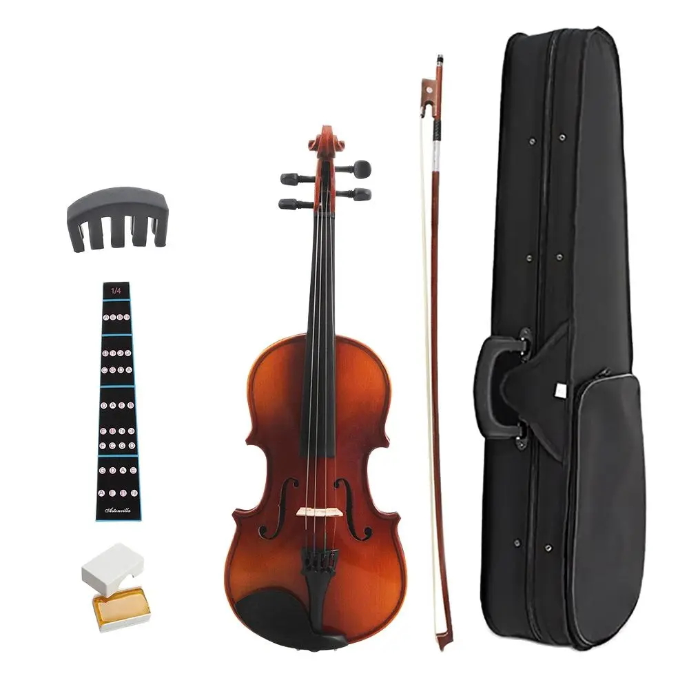 

Astonvilla 1/4 Vintage Violin Gloss Varnish Maple Panel Violin Old-fashion Beginners Stringed Music Instrument With Accessories