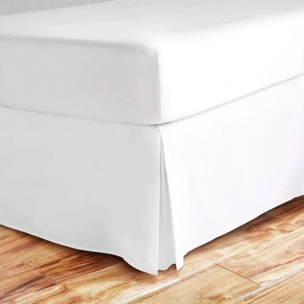 

High Quality Tailored Split Corner Bed Skirt Valance With White Platform Pleated Dust Ruffle Bedding-14 Inch Drop