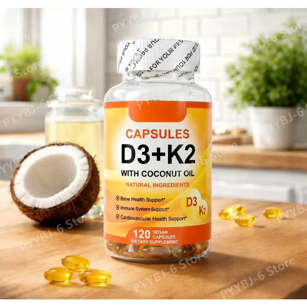 

Vitamin D3+K2 Supplement Supports Healthy Bones Immunity Cardiovascular Health Non-GMO Gluten Free for Adults Dietary Supplement