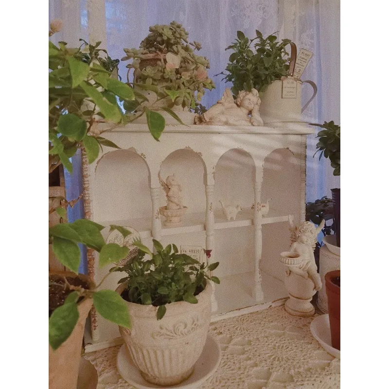 

French style coffee cup storage cabinet, desktop rack, wall decoration, garden groceries, all solid wood cabinet, Dobauge shelf.
