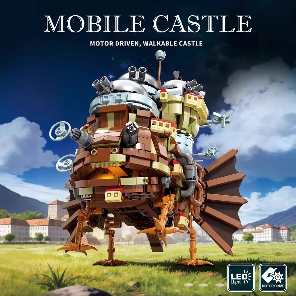 

1513PCS 3D Moving House with Lighting Assembly Building Blocks Creative Moving Castle Model Motorized Bricks Toys for Kids Gift