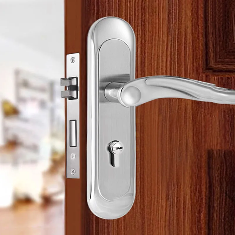 Household Indoor Bedroom Door lock Universal Type Wooden Door Lock Tamper Free Adjustable Handle Solid Panel