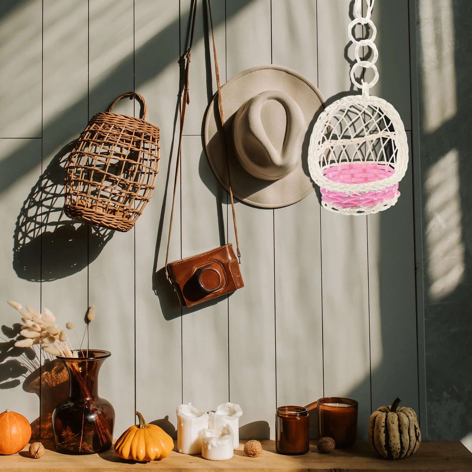 

5Pcs Handwoven Rattan Basket Portable Household Storage Container for Picnic Food Cosmetics Decor Rattan Hamper