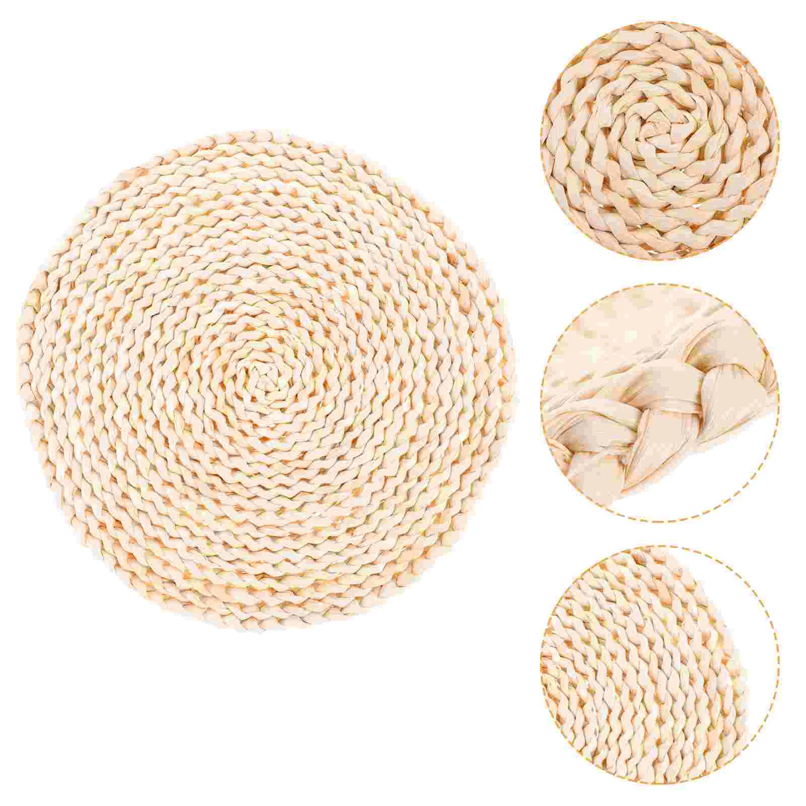 

Straw Insulation Placemat Wear-resistant Cutlery Decorations Woven Dried Corn Husks Anti-skid Round Coaster Heat-resistant