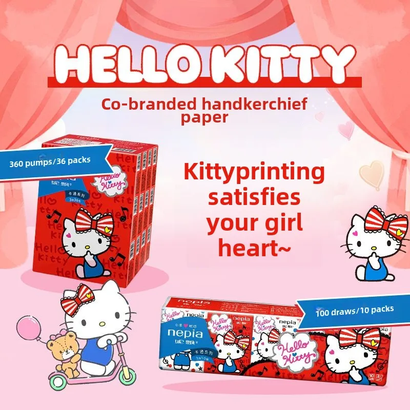 Kawaii cartoon cartoon characters HelloKitty tissue Cute My Melody facial towel Portable paper Handkerchief paper Wholesale