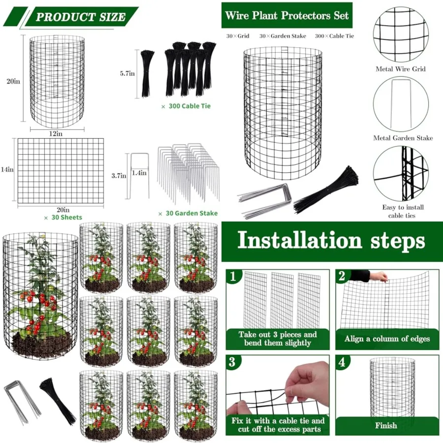 

s Wire Plant Protector from Animals - 20" H X 12" D Metal Mesh Plant Cage Covers - Sturdy Garden Bunny Barricades Chicken Wire