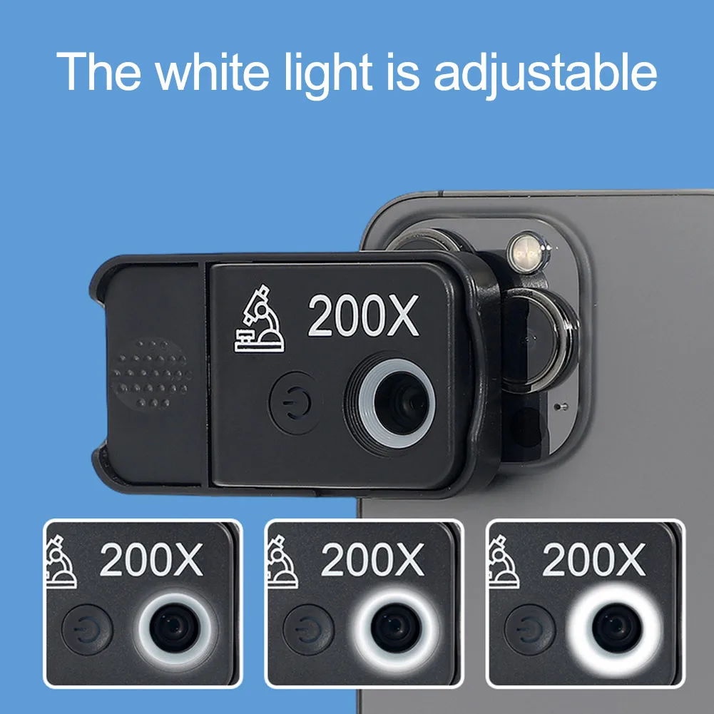 200X Portable Mini Pocket Microscope With LED Light For Smartphones - Explore LED Guide Light Lamp Pocket SuperMacro Lens