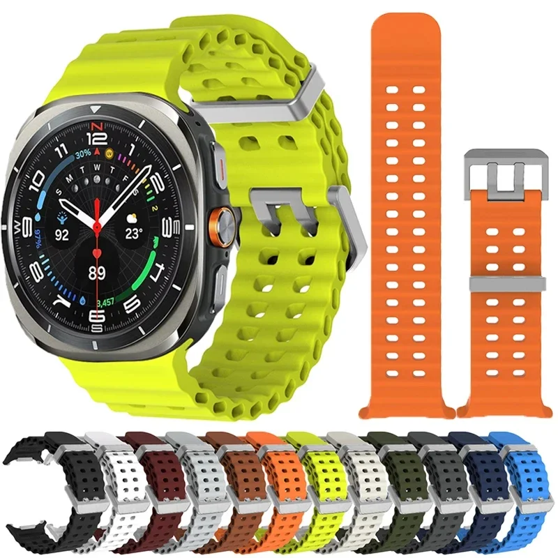 Sport Band For Samsung Galaxy Watch Ultra 47mm silicone Bracelet NO Gaps Ocean Watchband aquatics Watch7 47 mm Strap Accessories