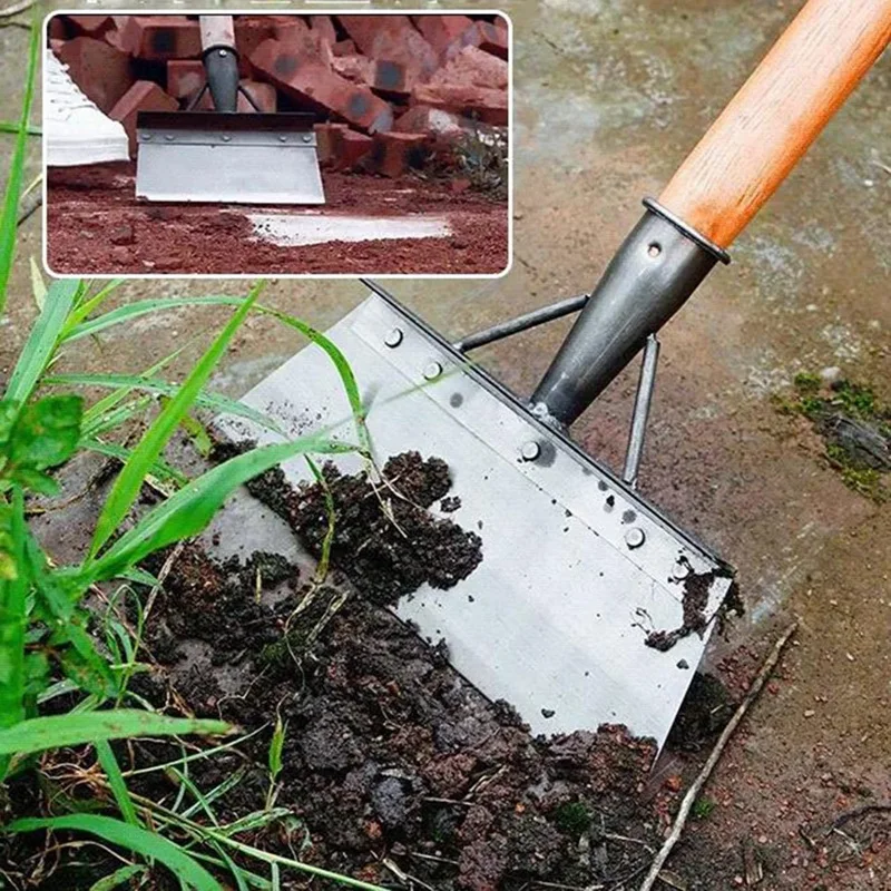 Cleaning Shovel, Square Garden Spade Shovel Manganese Steel Flat Shovel Not Include Pole,Lawn Edging&Weed Removal Durable