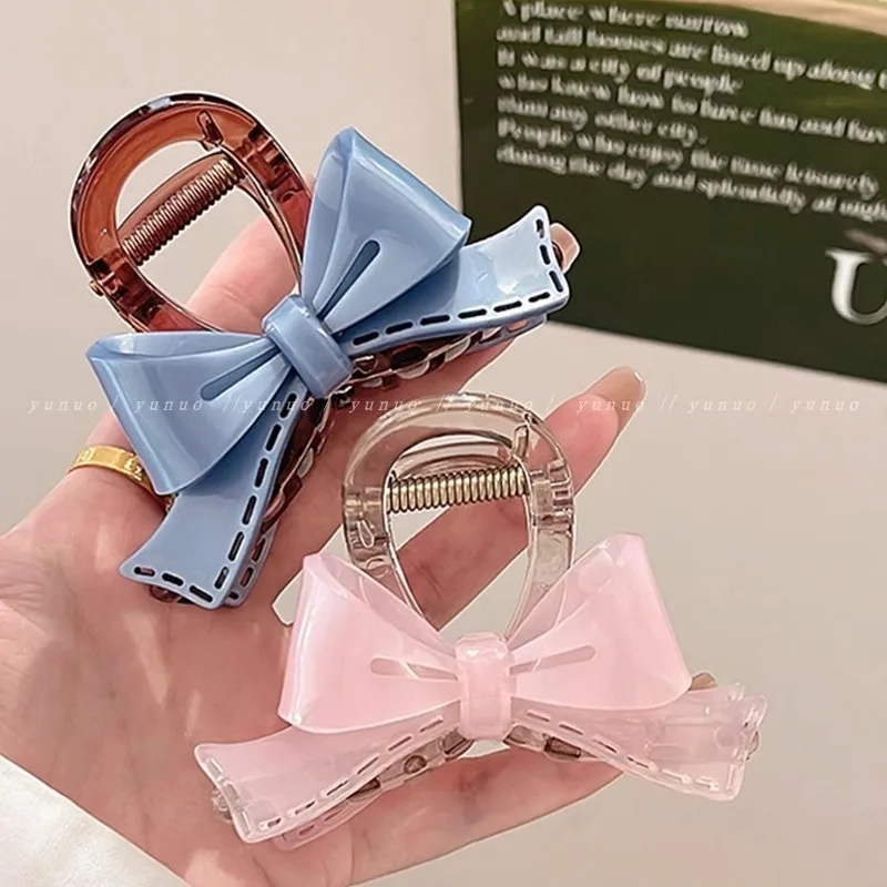 Acetate Bowknot Fashion Design Hair Claw Clips Headwear for Women 2024 Korean Sweet Colorful Delicate Hairpin Hair Accessories