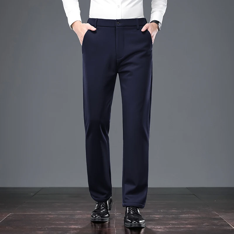 Vielseitige, kältebeständige Herrenhose mit dickem Plüschfutter, Stretch-Gürtelkompatibilität, für verschiedene Anlässe geeignet, lange Hose. – Detail 18