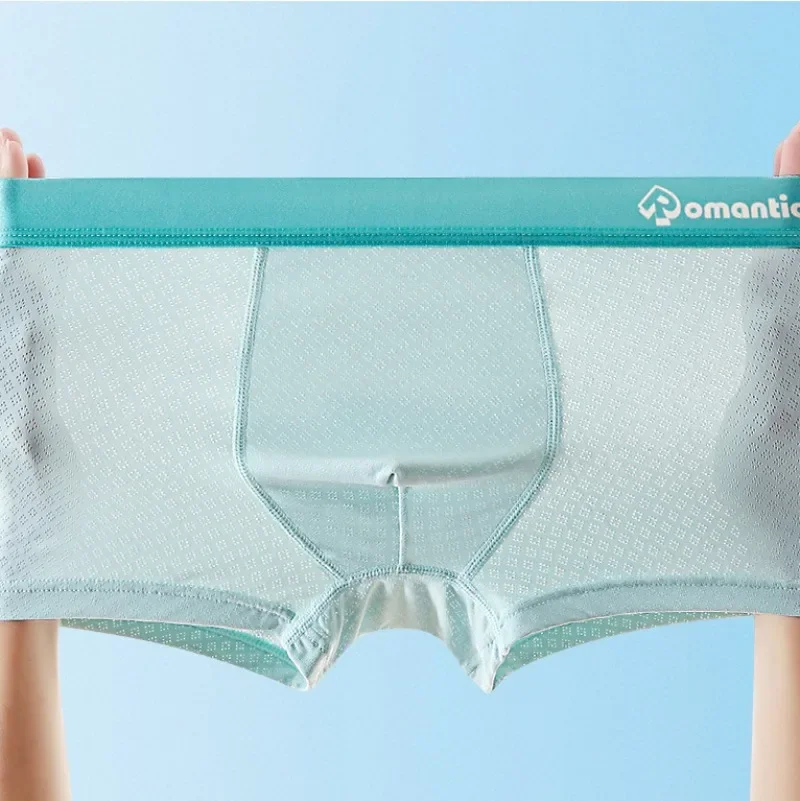 

4PCS Kids Solid Daily Knickers Lad Thin Antibacterial Briefs 7+y Young Child Underwear Summer Teens Boys Breathable Mesh Panties