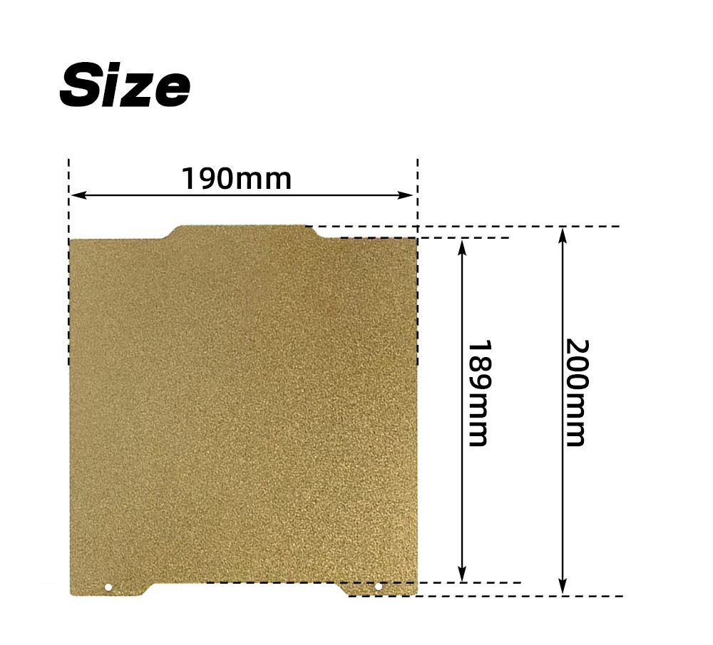Trianglelab ® 190X188(200mm) Prusa MINI Gold Doppelseitige Strukturierte PEI Federstahl-Platte Pulverbeschichtete PEI-Bauplatte – Detail 2