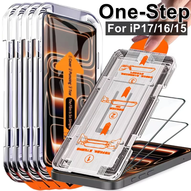 

1-3 шт. Защитные пленки из закаленного стекла 9H для iPhone 16, 17 Pro Max, 17 Pro, 17 Air, 15 Plus, HD, прозрачные, с установкой без пыли