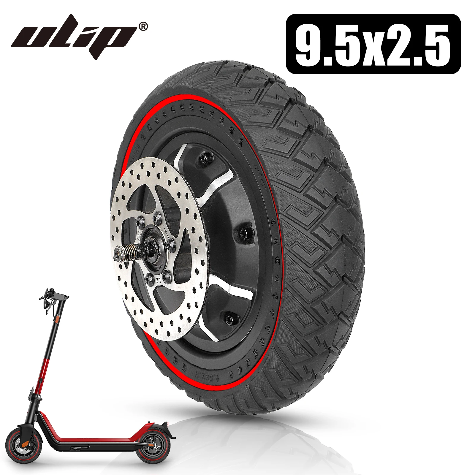 

Ulip9.5x2.5 Thickened Design Off-Road Solid Tire Ultra-Wear Resistant Anti-slip Anti-puncture Tyre For Niu KQi3 Electric Scooter