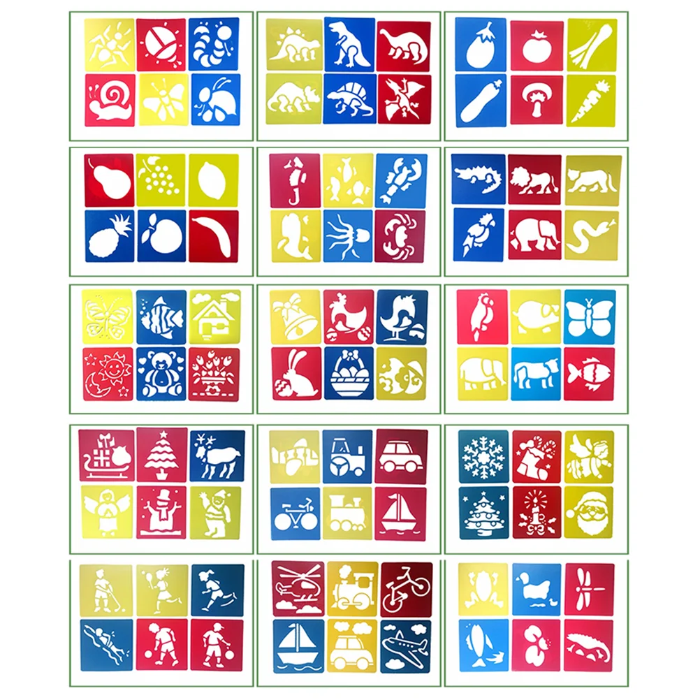 6Pcs Plastic Drawing Painting Stencil Templates for Kids Crafts Washable Template for School Projects (Random Patterns)